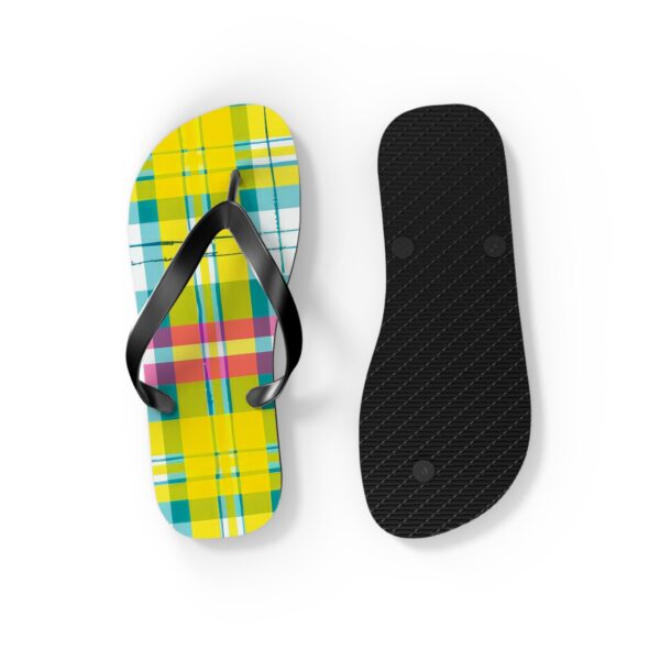 Yellow Green plaid flip flops - Image 2