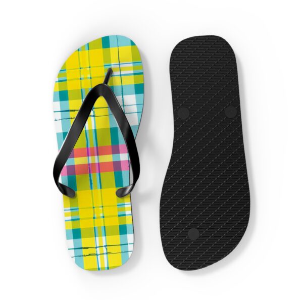 Yellow Green plaid flip flops - Image 6